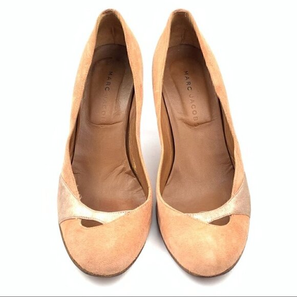 Marc jacobs heels 7 peach rose gold Italian suede Y2k vintage - Picture 2 of 11